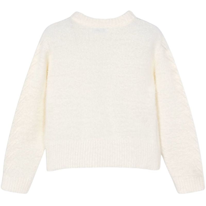Offwhite zacht fijngebreide jumper - Capuchon Fashion