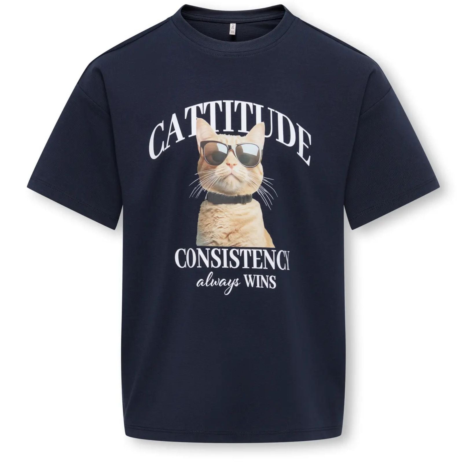 Donkerblauw Cattitude loose t-shirt Billie Teddy