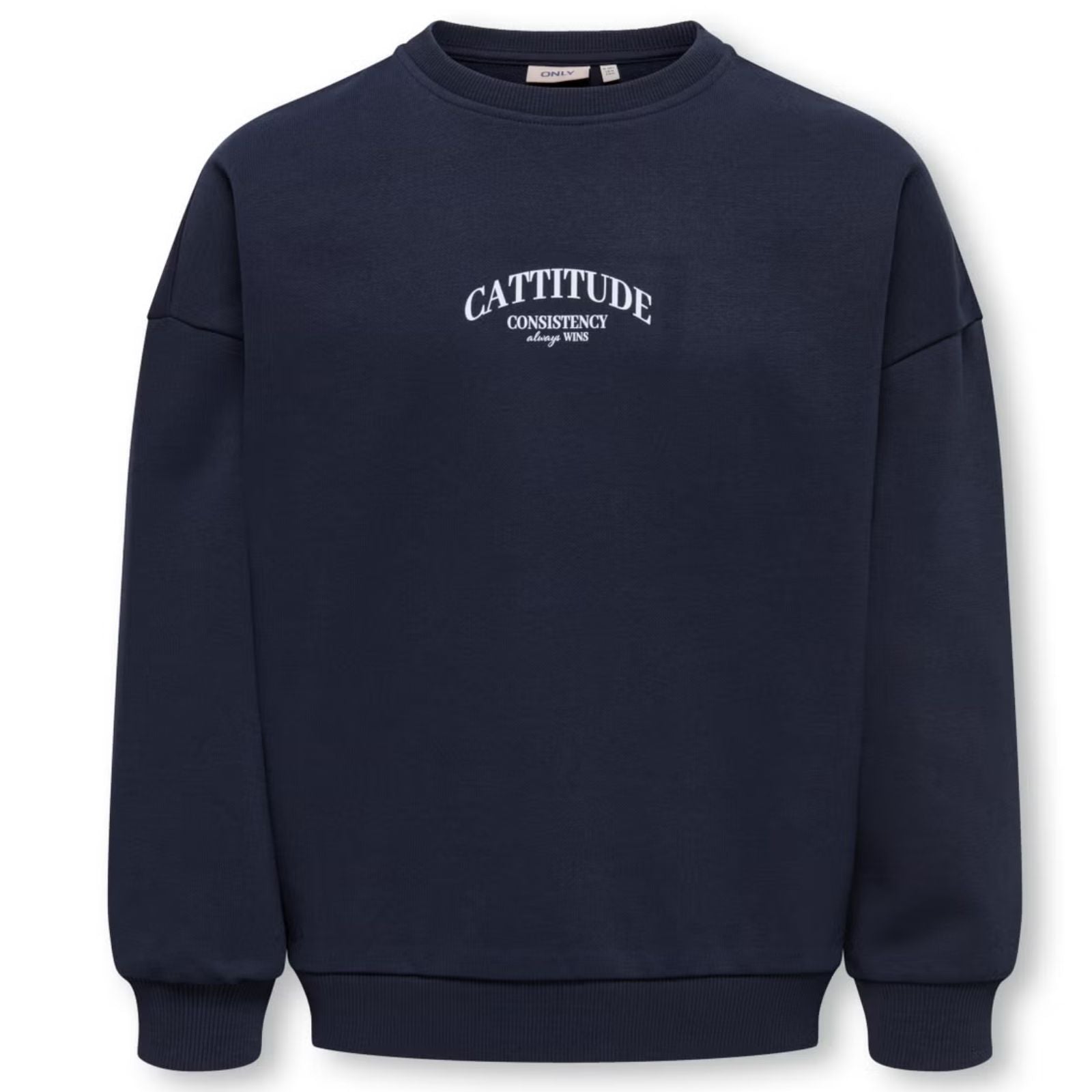 Donkerblauw Cattitude geprinte o-neck sweater Bila