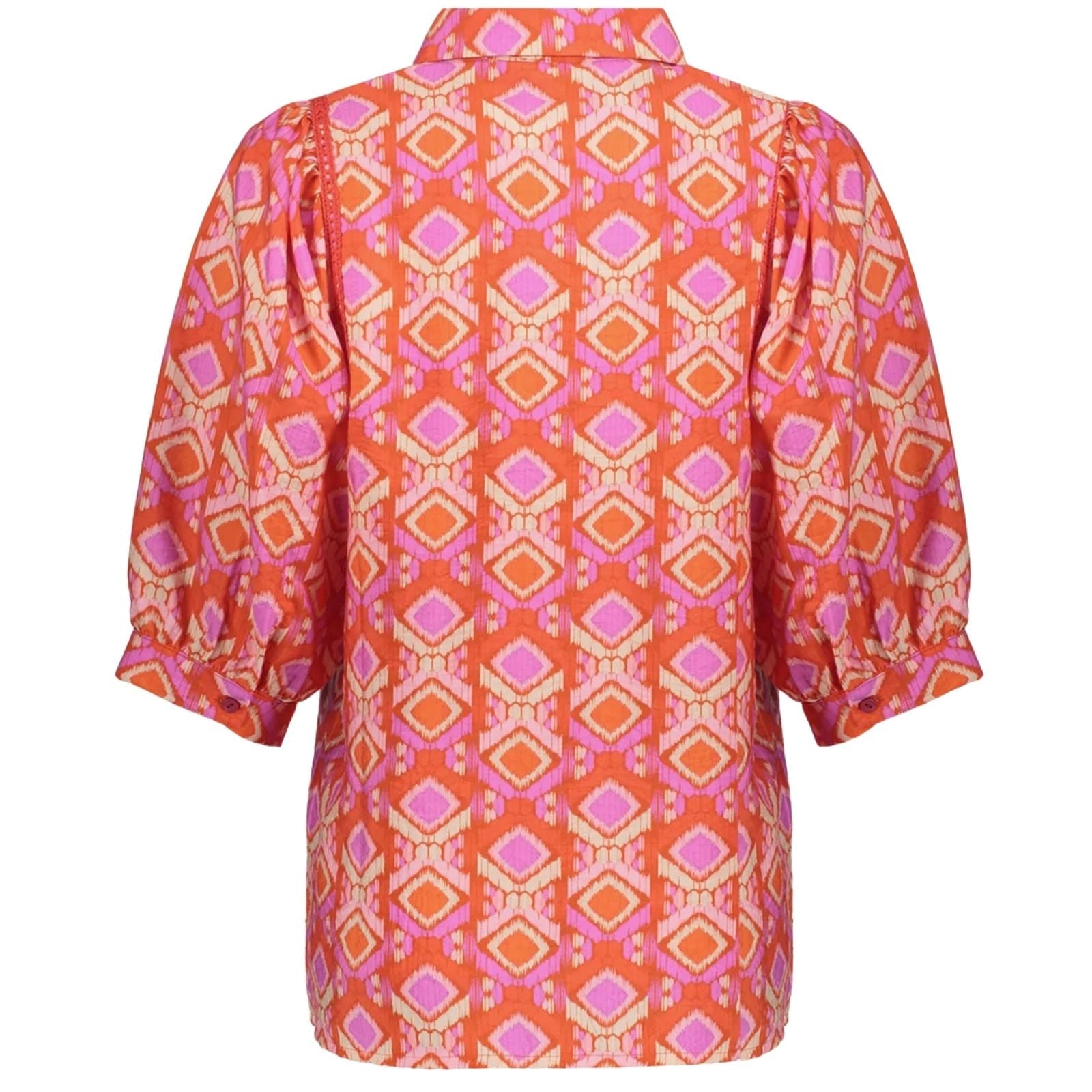 Oranje met rood geprinte blouse 63195 - Capuchon Fashion