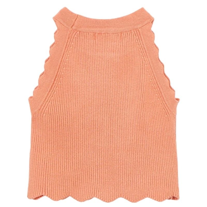 Oranje mouwloze knitted top 3027 - Capuchon Fashion