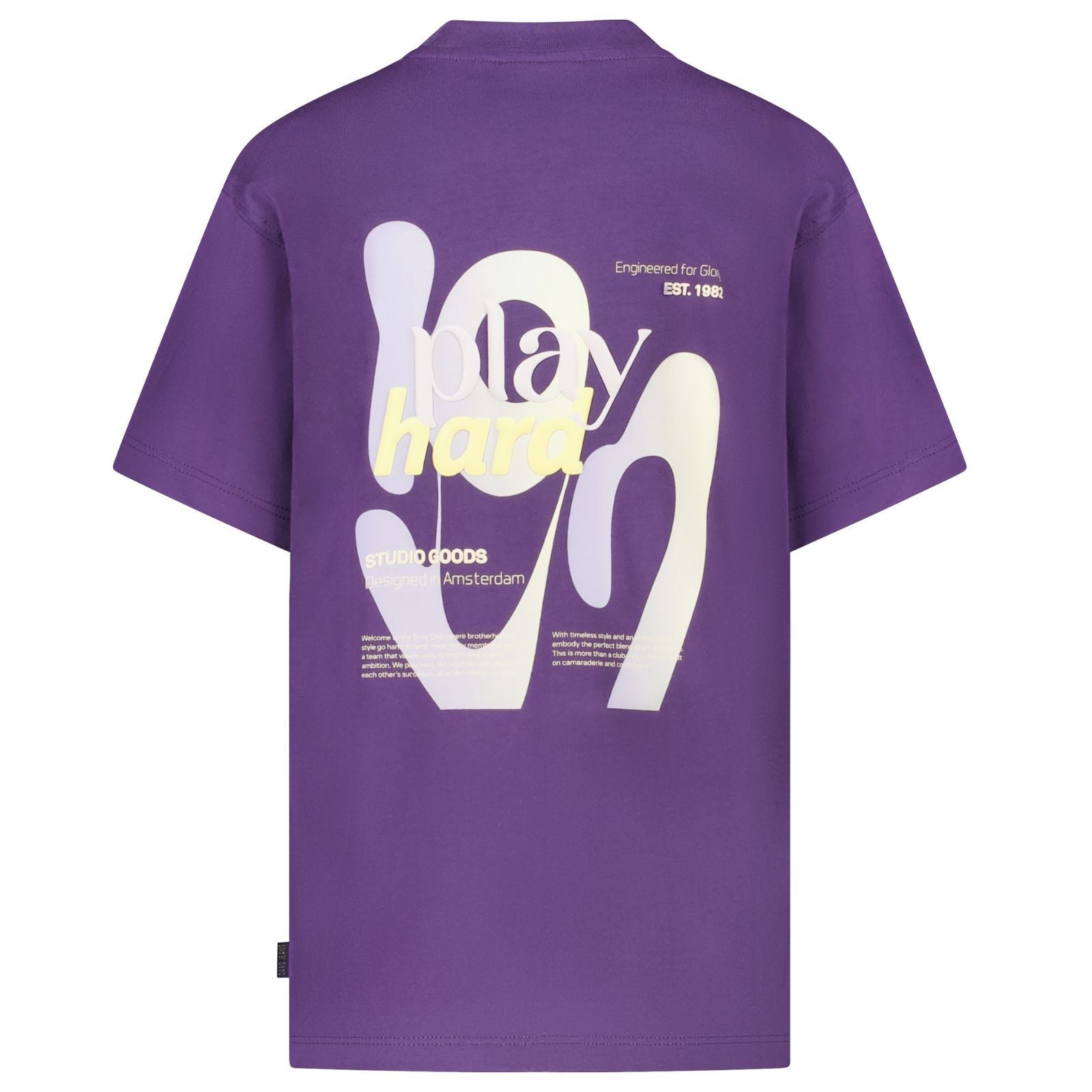 Paars backprint ronde hals t-shirt Pluyo - Capuchon Fashion