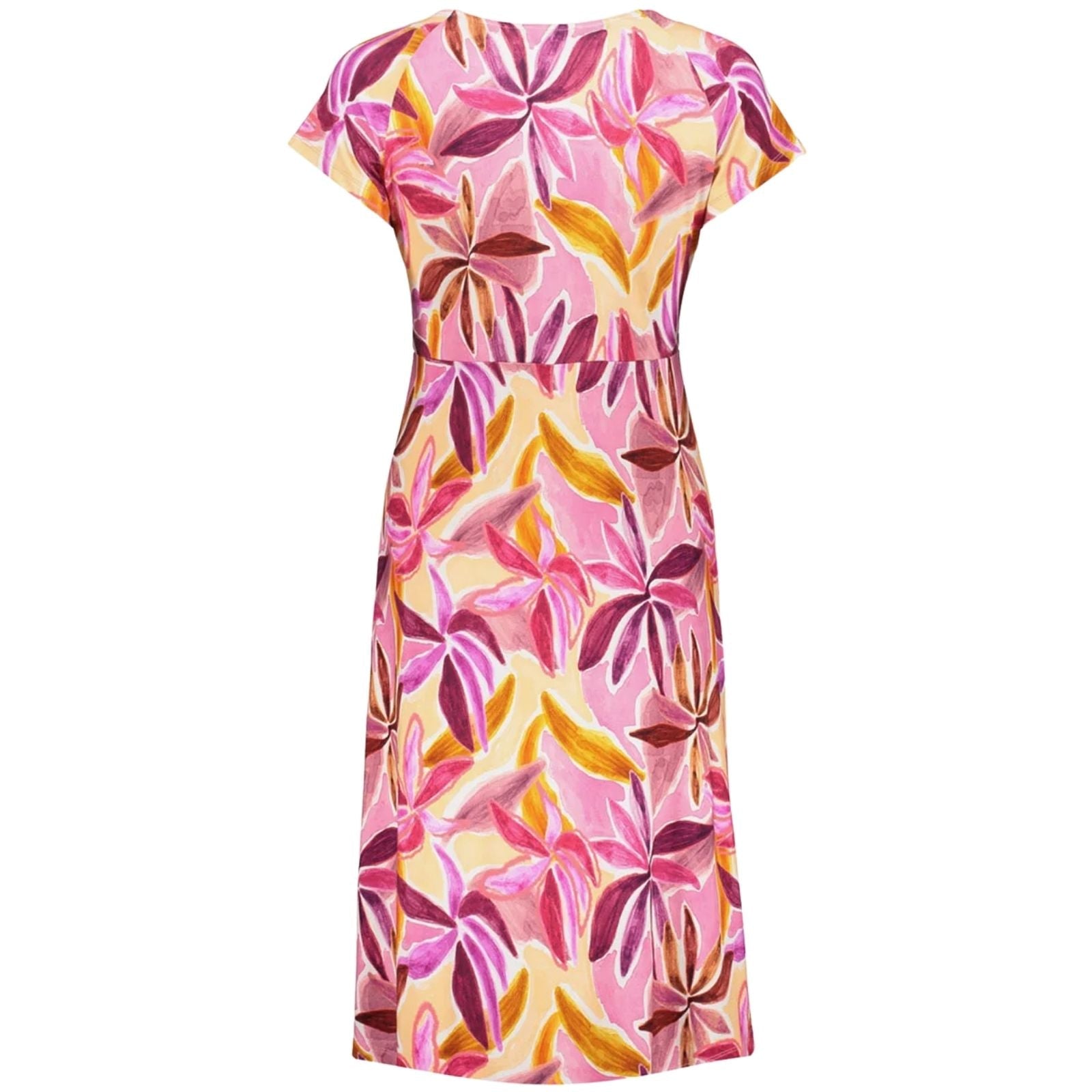 Paars geprinte v-hals jurk June - Capuchon Fashion