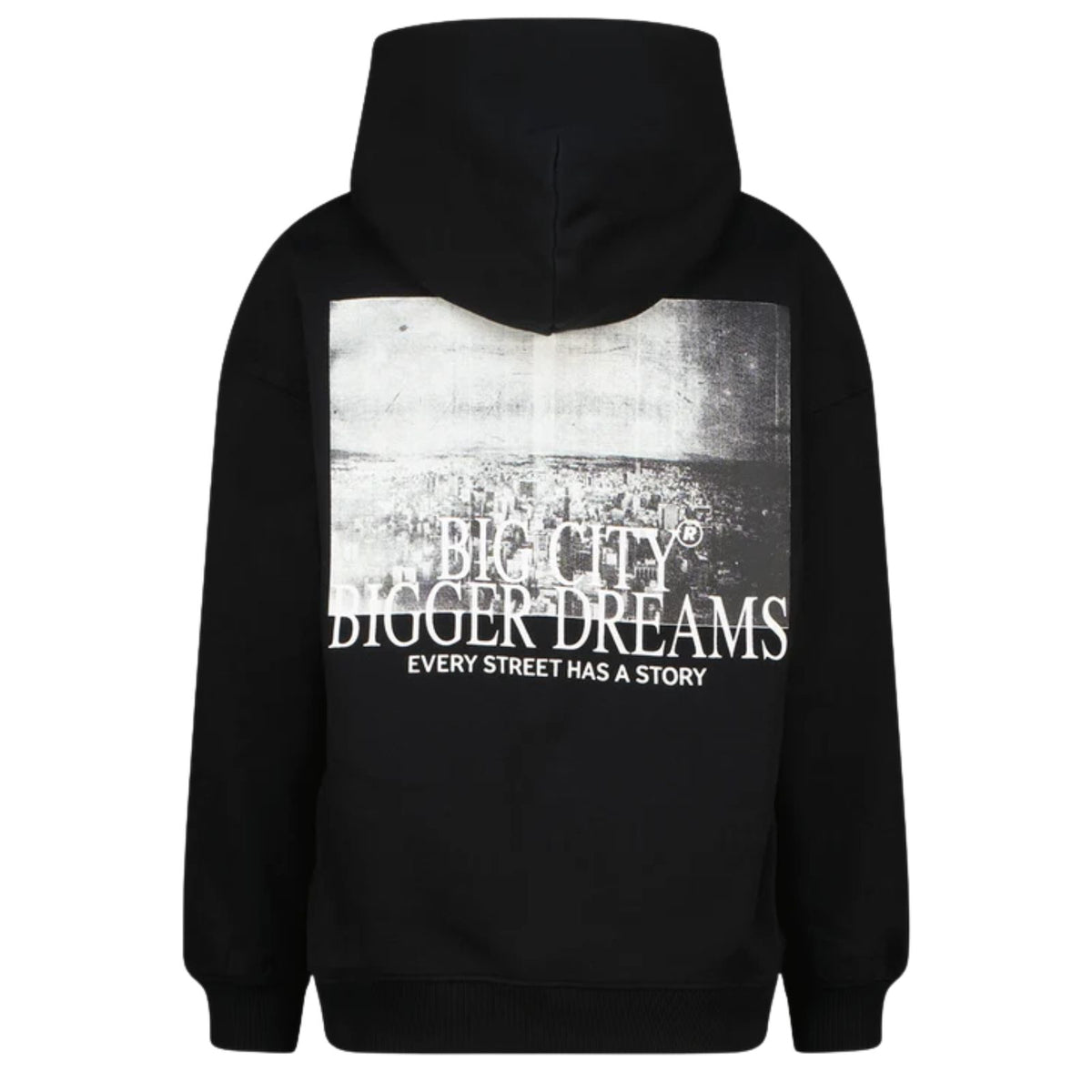 Zwart met witte backprint hoodie Hink