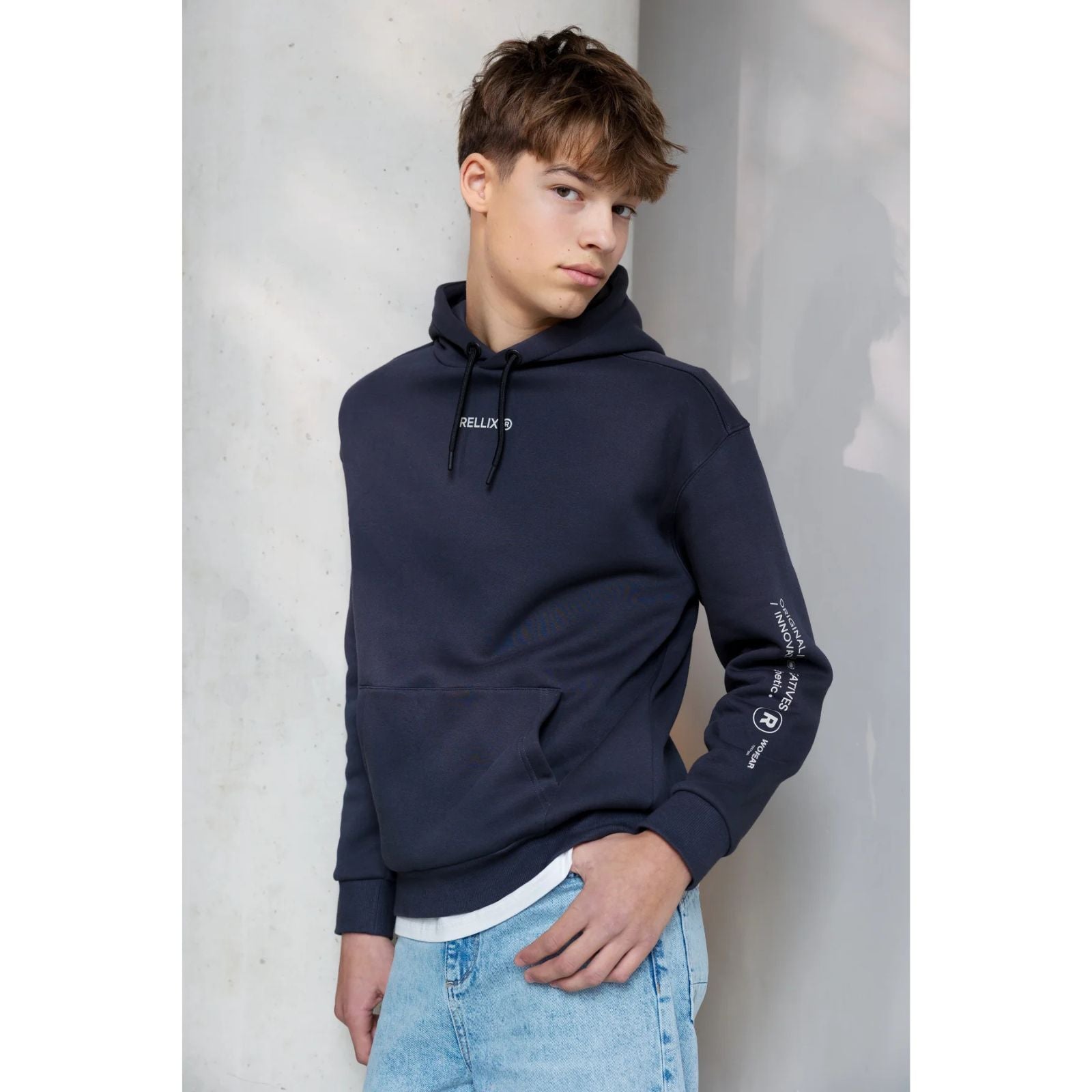 Grijze loose fit hoodie Sleeve Brush 940514