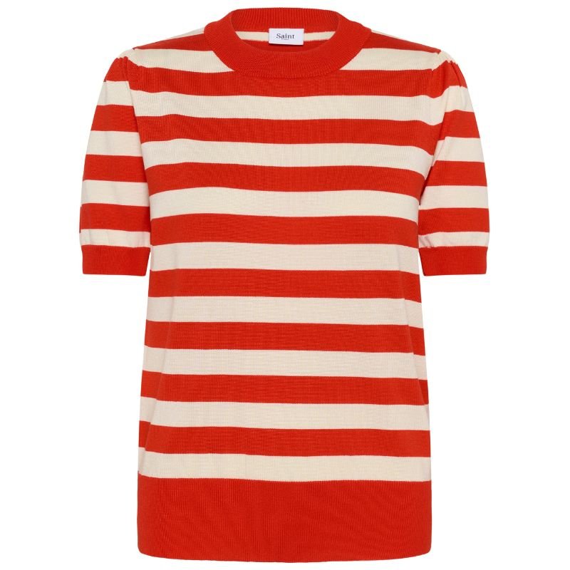 Rood gestreepte knit pullover Mila Block - Capuchon Fashion