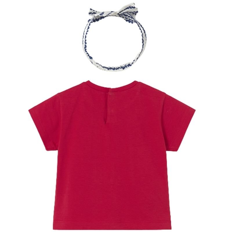 Rood korte mouw t-shirt met haarband 1081 - Capuchon Fashion