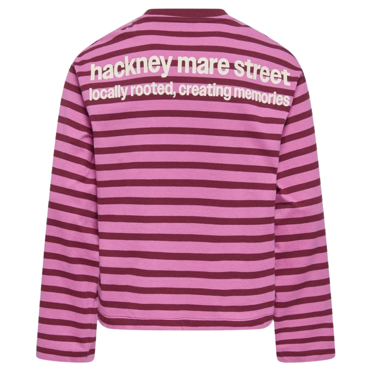 Rood met roze gestreepte longsleeve top Lida - Capuchon Fashion