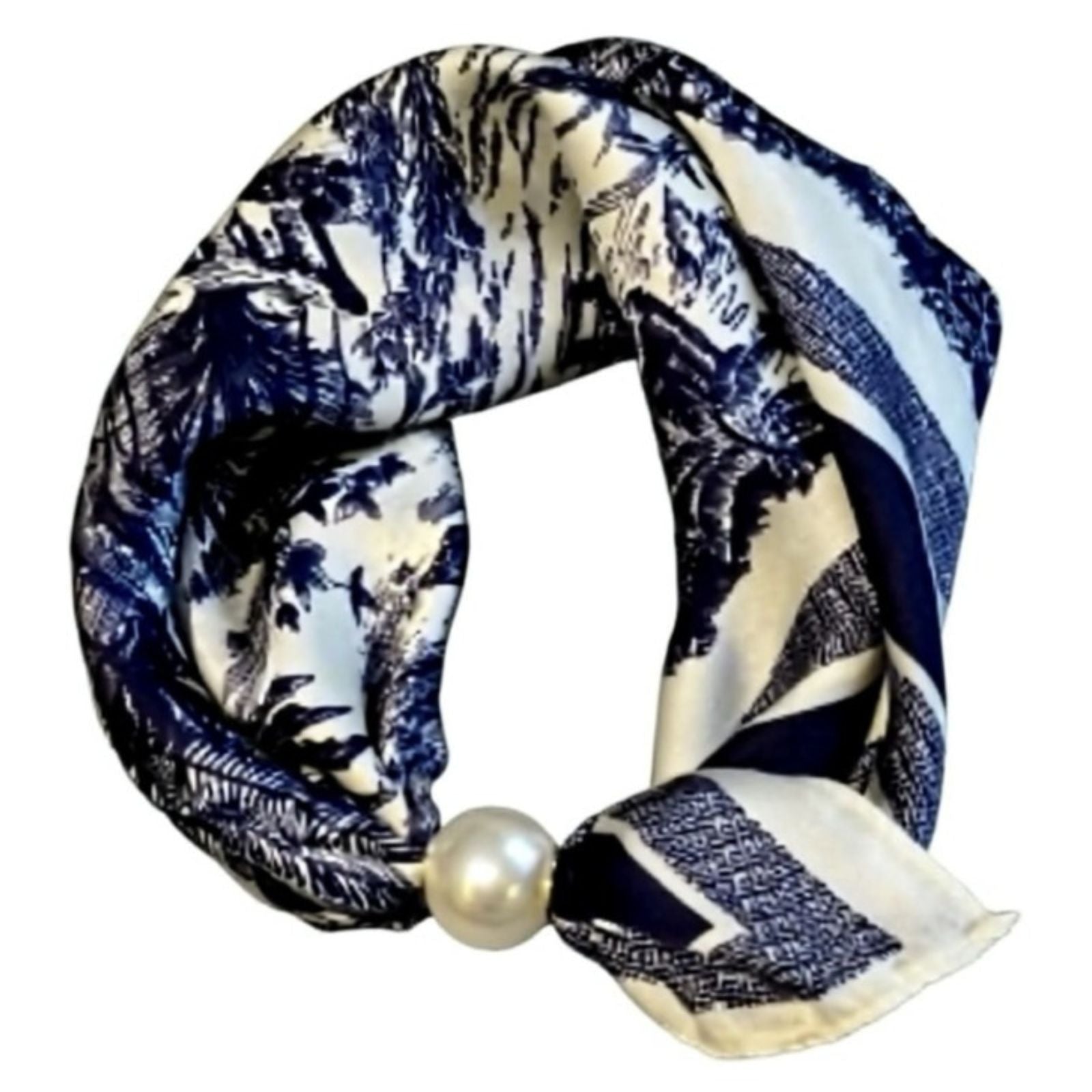 Royal blue met creme parel sjaaltje Chloe - Capuchon Fashion