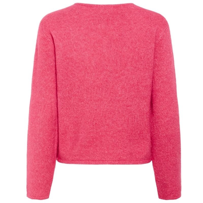 Donkerroze fijngebreid vest Larna - Capuchon Fashion