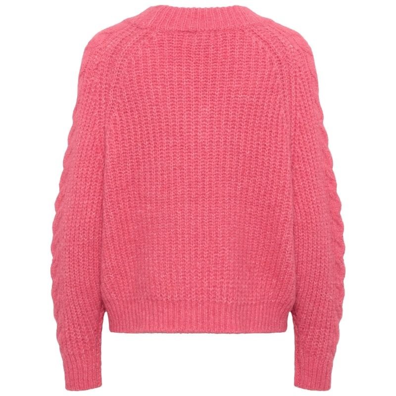 Roze fijngebreide pullover Manda - Capuchon Fashion