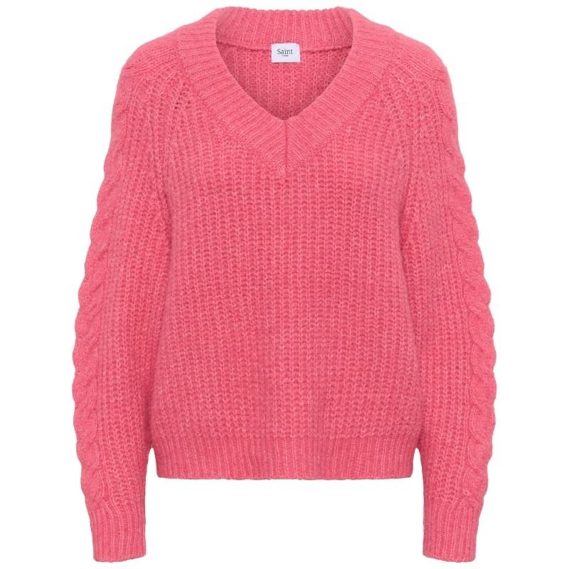 Roze fijngebreide pullover Manda - Capuchon Fashion