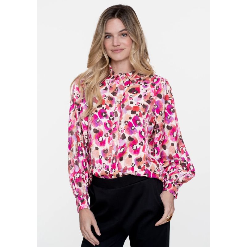 Roze geprinte animal blouse 53620 - Capuchon Fashion