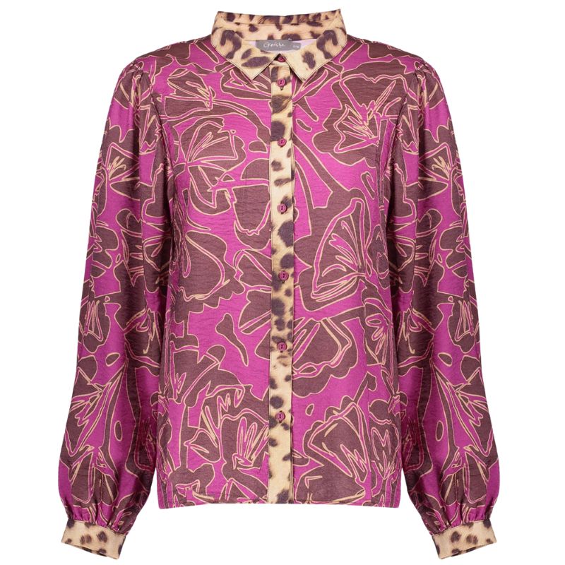 Roze geprinte panter blouse 53937 - Capuchon Fashion
