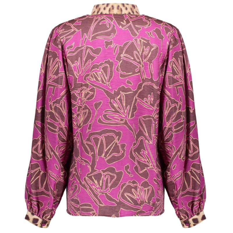 Roze geprinte panter blouse 53937 - Capuchon Fashion