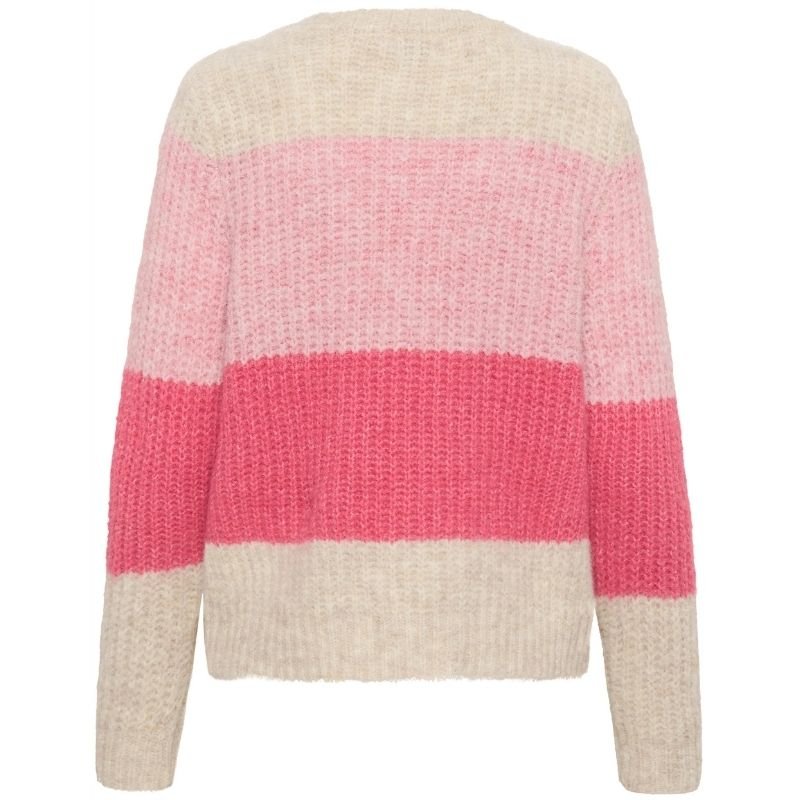 Roze met beige gestreepte pullover Mandy - Capuchon Fashion