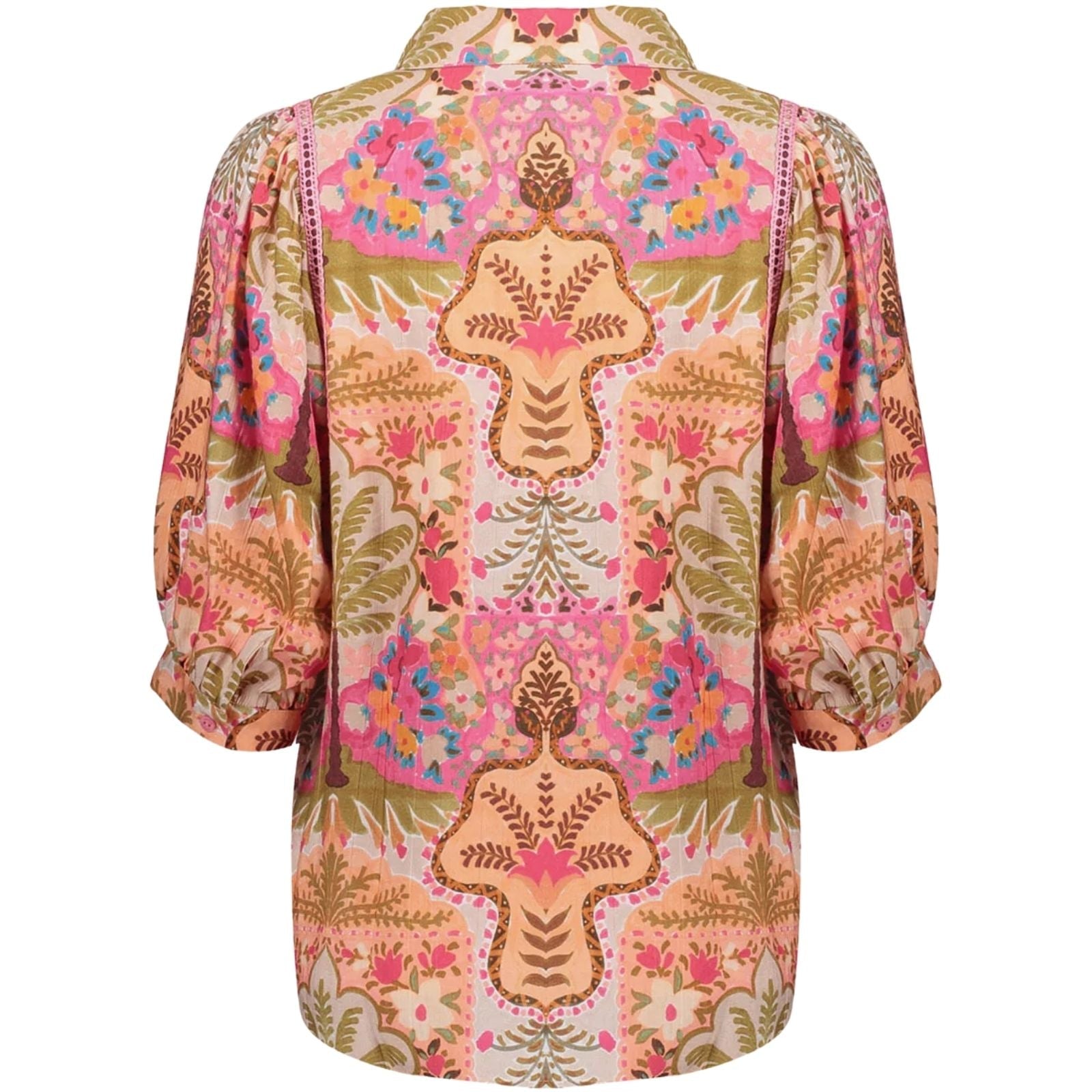 Roze met rood geprinte blouse 63192 - Capuchon Fashion