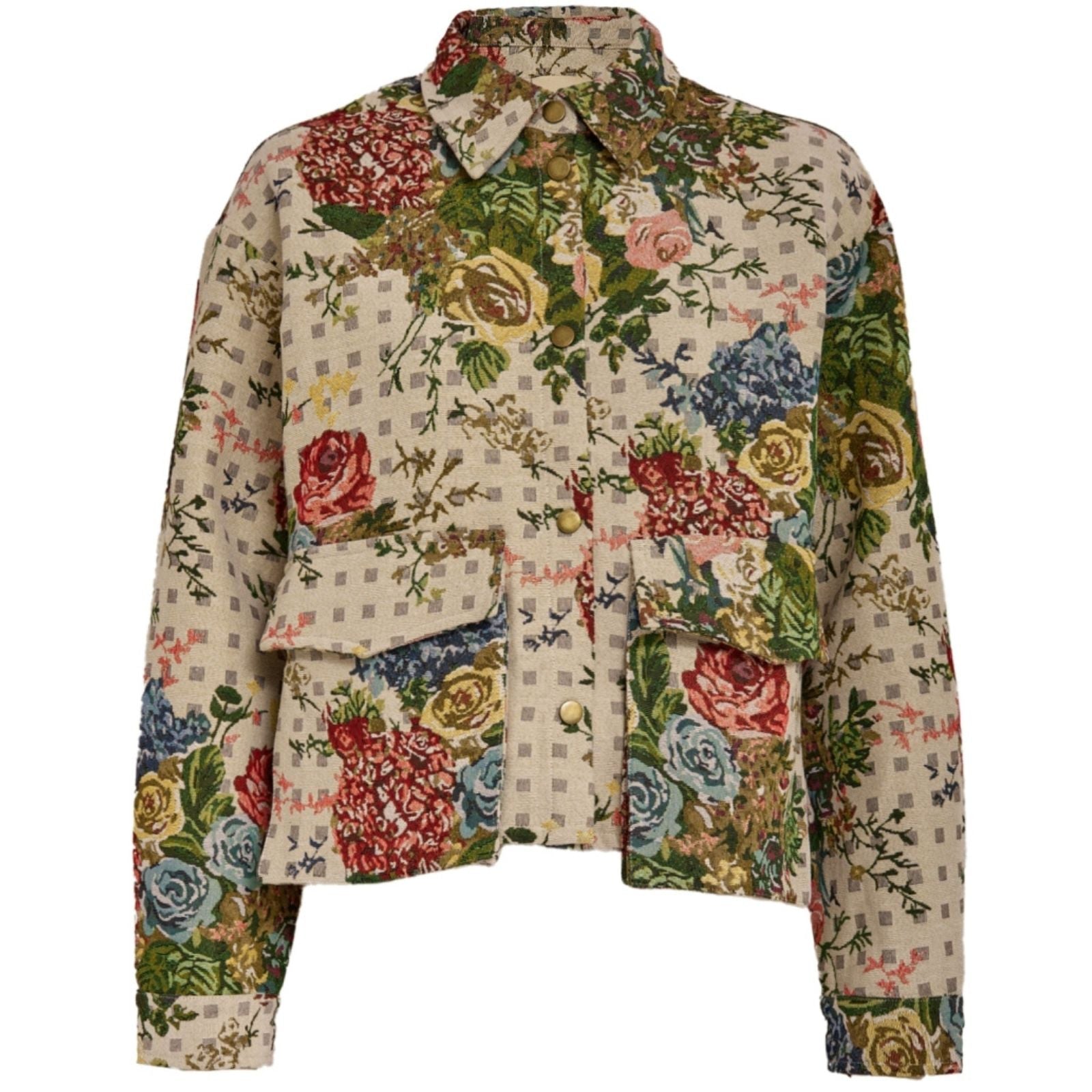 Seedpearl Cream geprinte jacket Rose - Capuchon Fashion