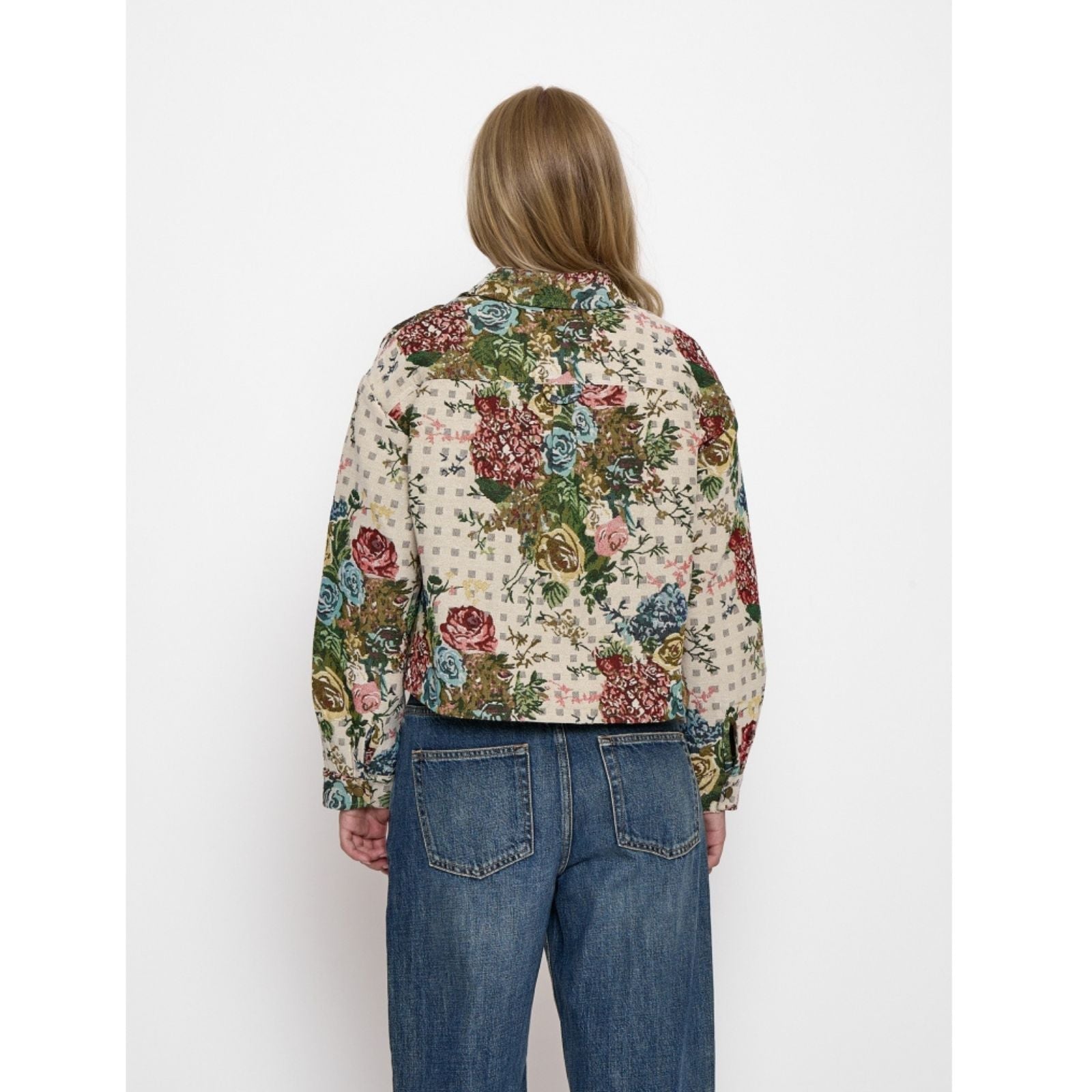 Seedpearl Cream geprinte jacket Rose - Capuchon Fashion