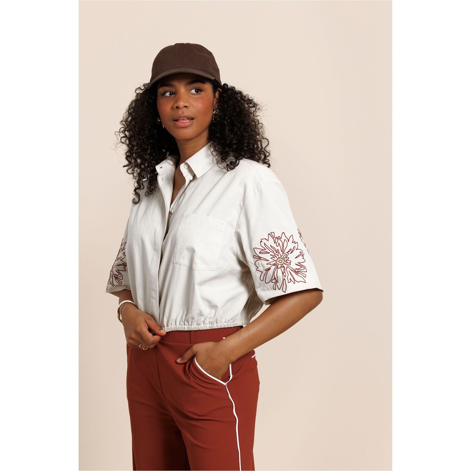 Wit met rust blouse Noleste Poplin