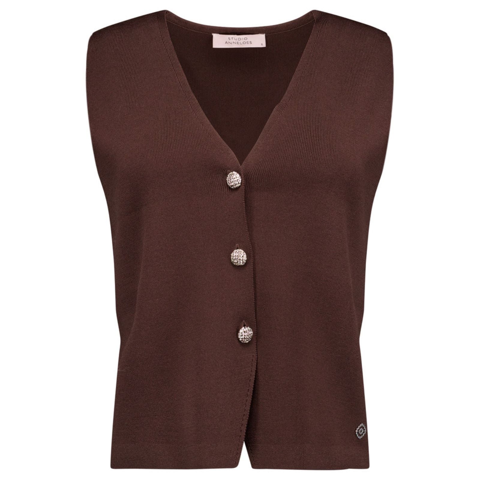 Espresso v-hals knitted gilet Fenna