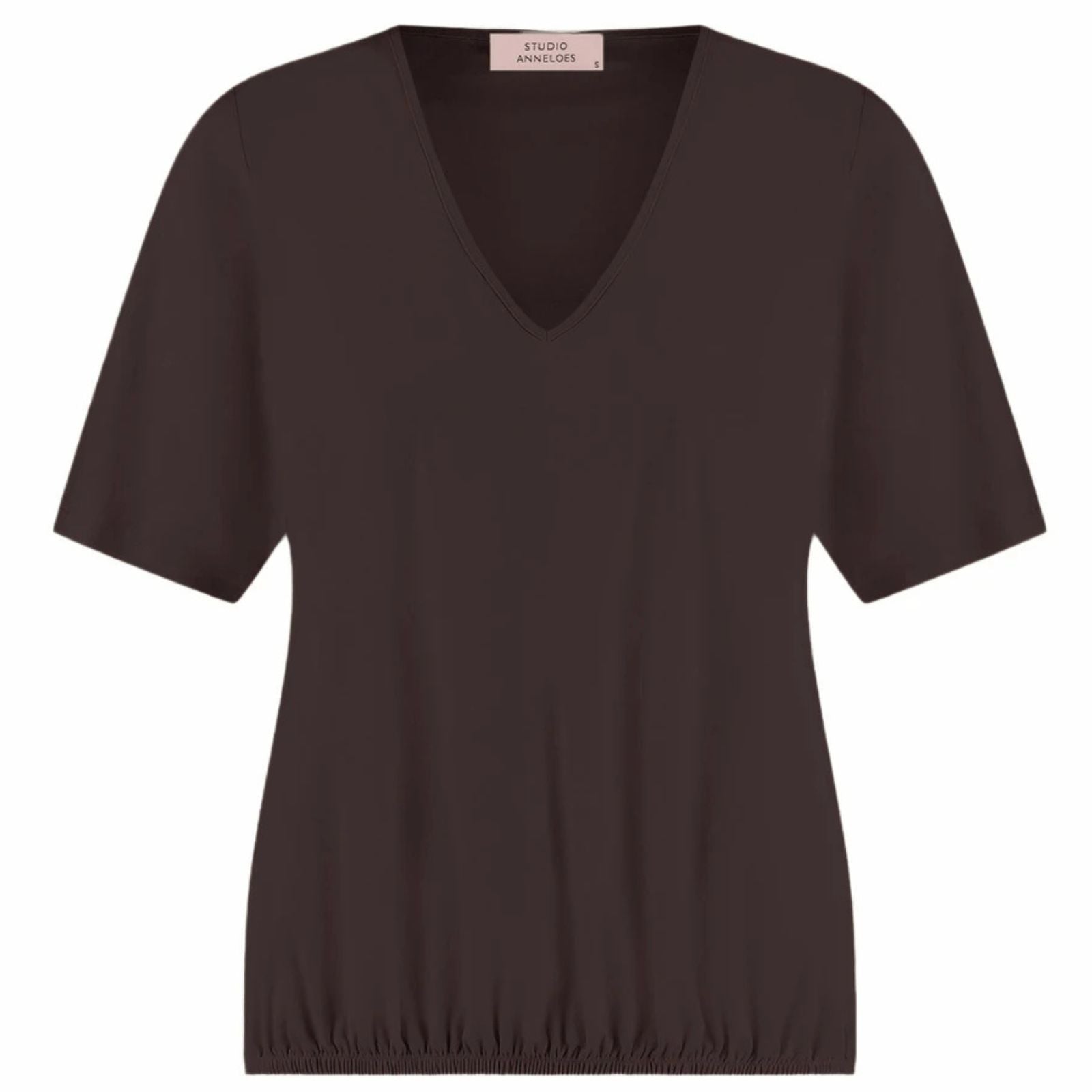 Espresso travel v-hals shirt Vicky