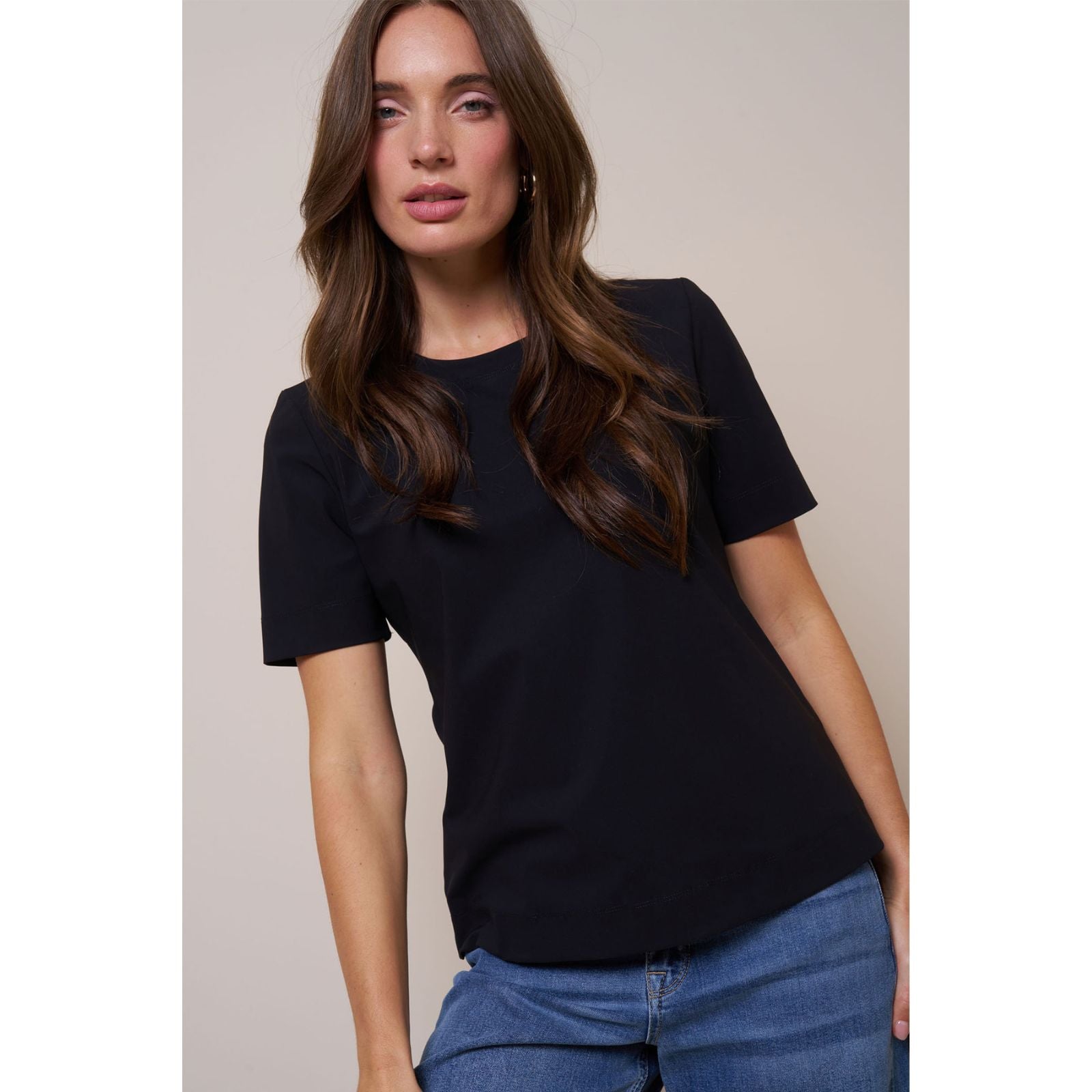 Zwarte regular fit ronde hals tee Travel