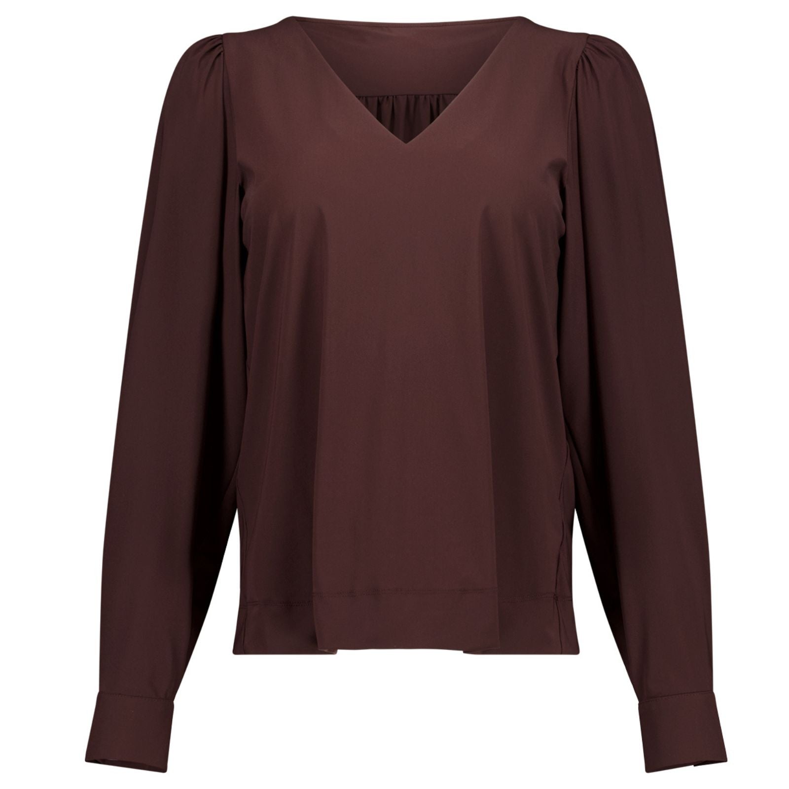 Espresso v-hals travel top Les