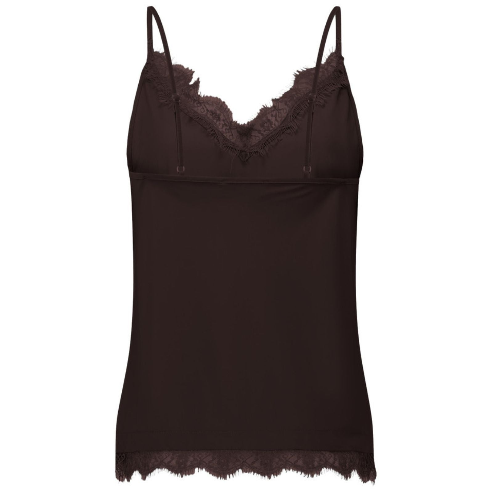 Espresso travel top Mitzie lace