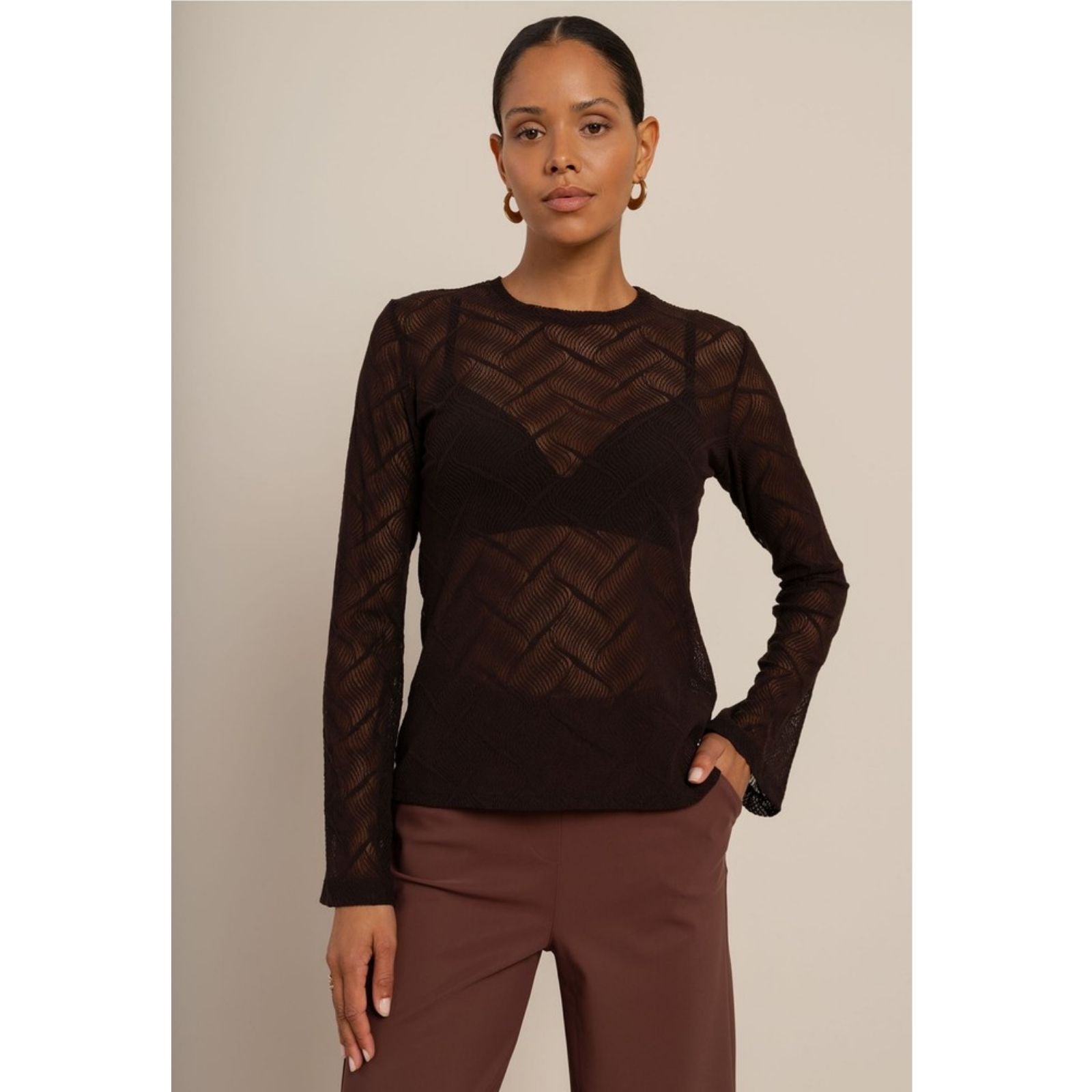 Espresso lace top Reagan Flaire
