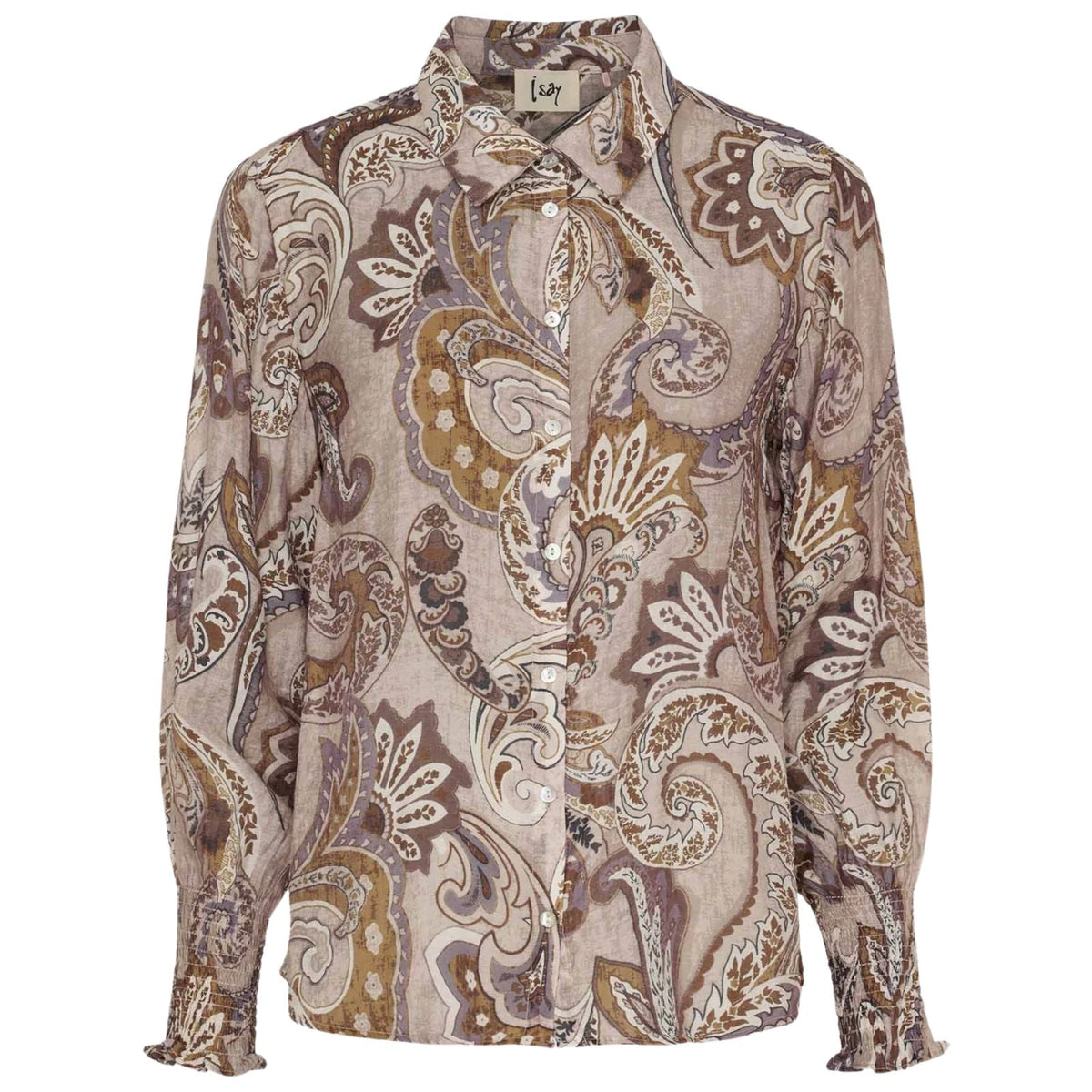 Taupe geprint shirt Lotta Smock - Capuchon Fashion