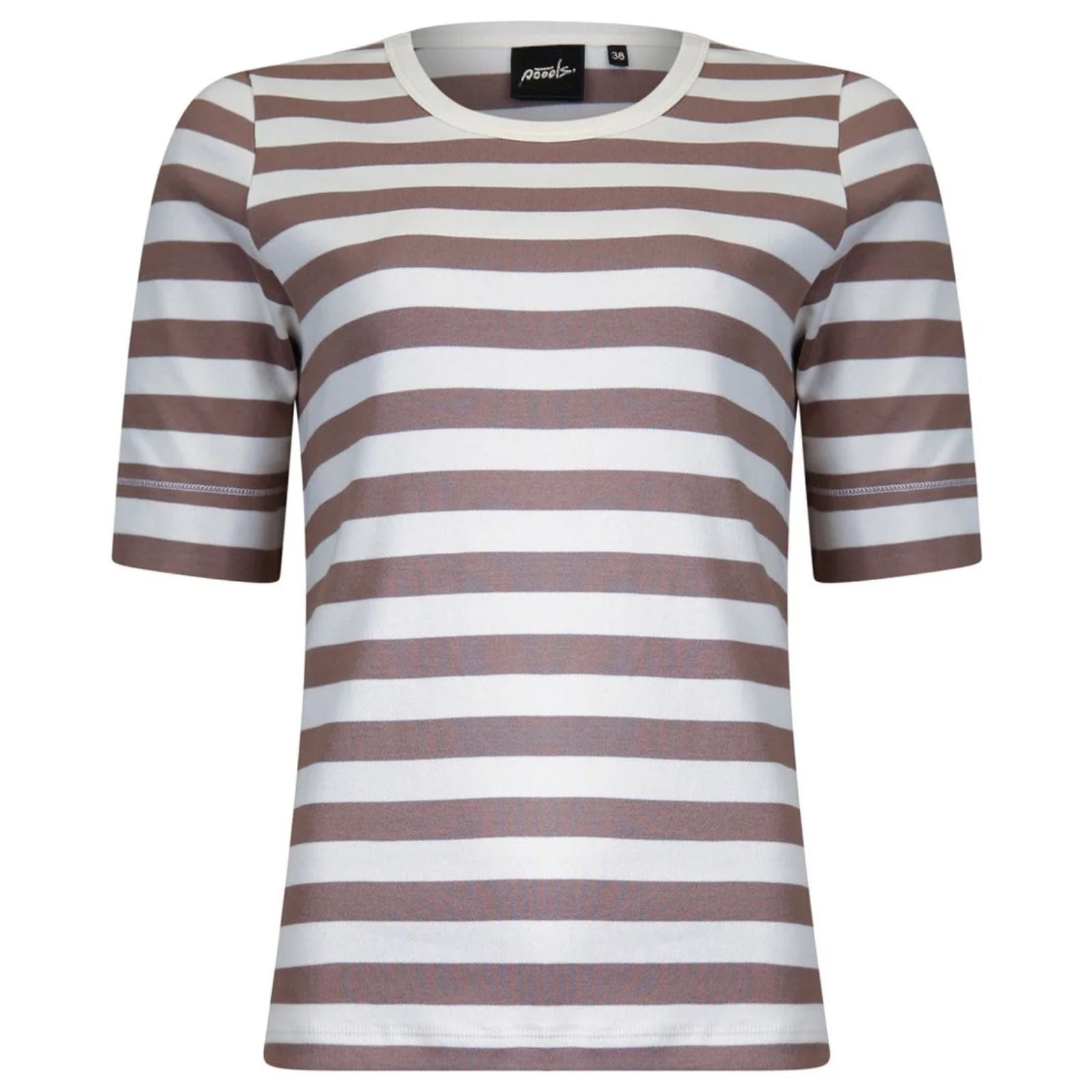 Taupe gestreept t-shirt 613168 - Capuchon Fashion