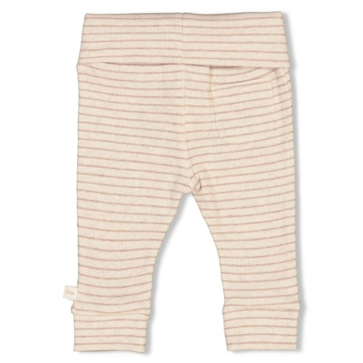 Taupe melange rib met streep broek The Magic is in You - Capuchon Fashion