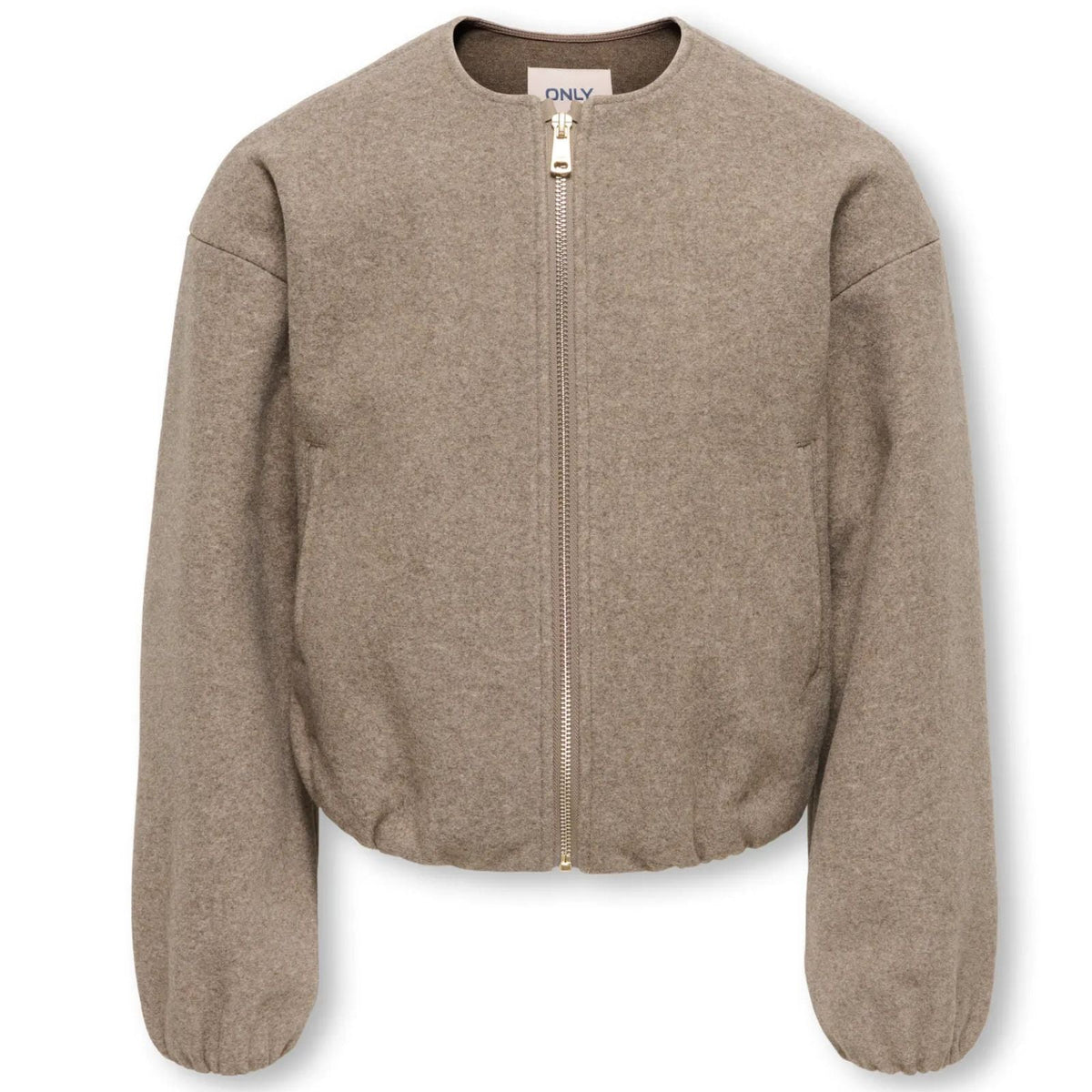Taupe Melange short bomber jacket Adina - Capuchon Fashion