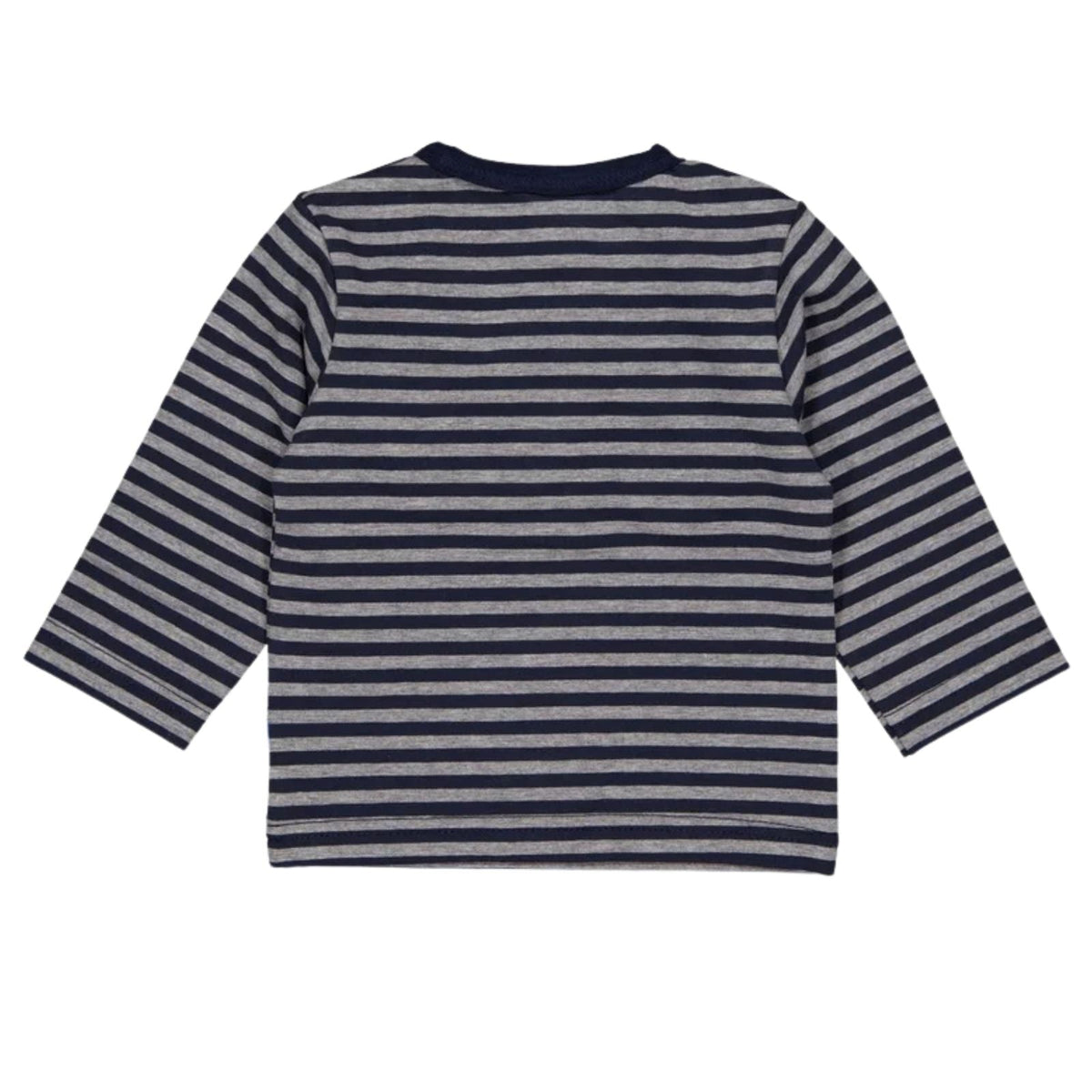 Taupe met blauw gestreepte longsleeve Andre - Capuchon Fashion