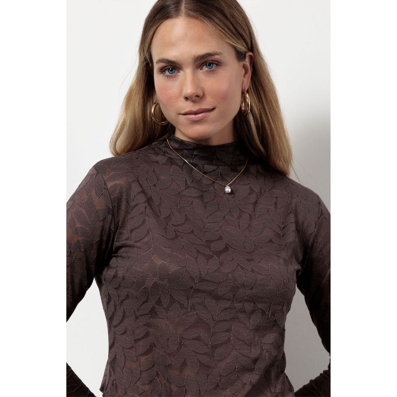 Espresso lace kanten top Reagan
