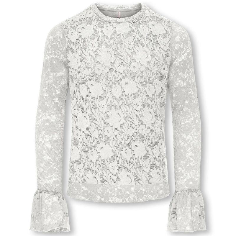 Wit geprinte kanten lace top Toos