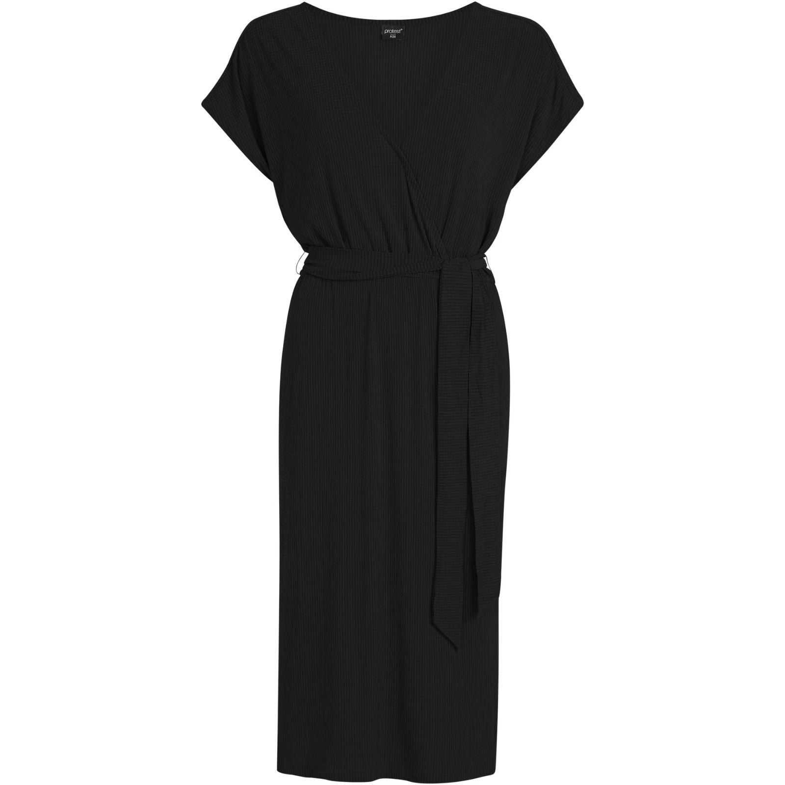 True Black v-hals split jurk Nadia - Capuchon Fashion