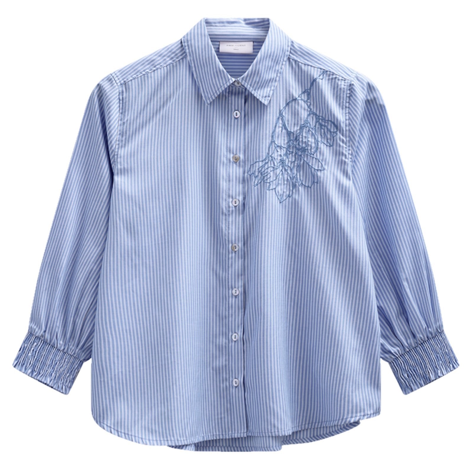Vista Blue met offwhite embroidery shirt Evalina - Capuchon Fashion