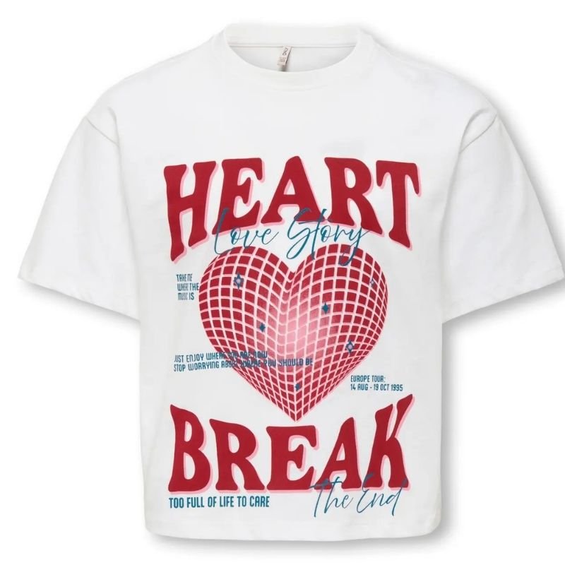 Wit geprint Heart Break t-shirt Jasmine - Capuchon Fashion