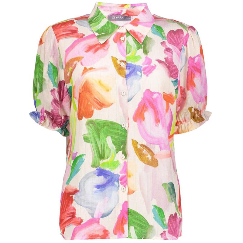 Wit geprinte blouse 53469 - Capuchon Fashion