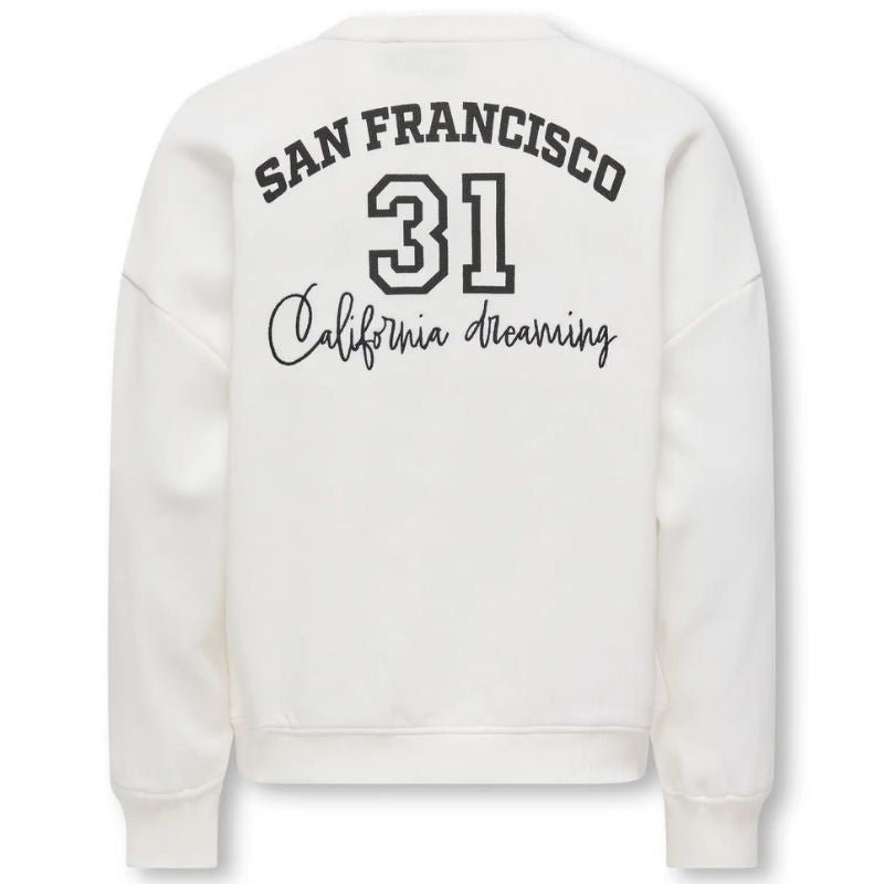 Wit geprinte o - neck sweater Bila - Capuchon Fashion