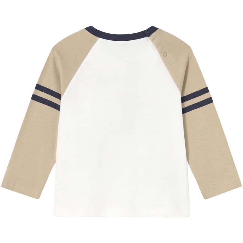 Wit met beige geprinte longsleeve Bear - Capuchon Fashion