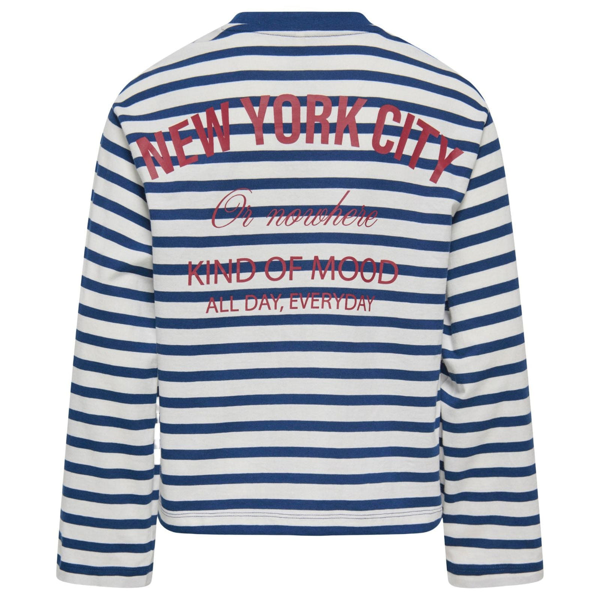 Wit met donkerblauw gestreepte longsleeve top Lida - Capuchon Fashion