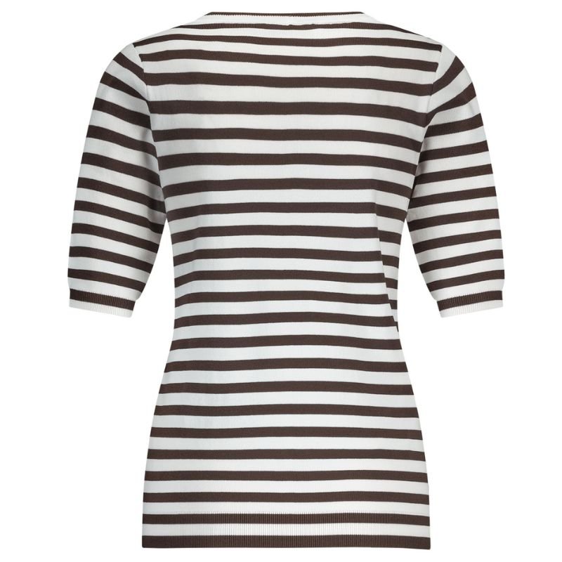 Wit met espresso pullover Luna ssl - Capuchon Fashion