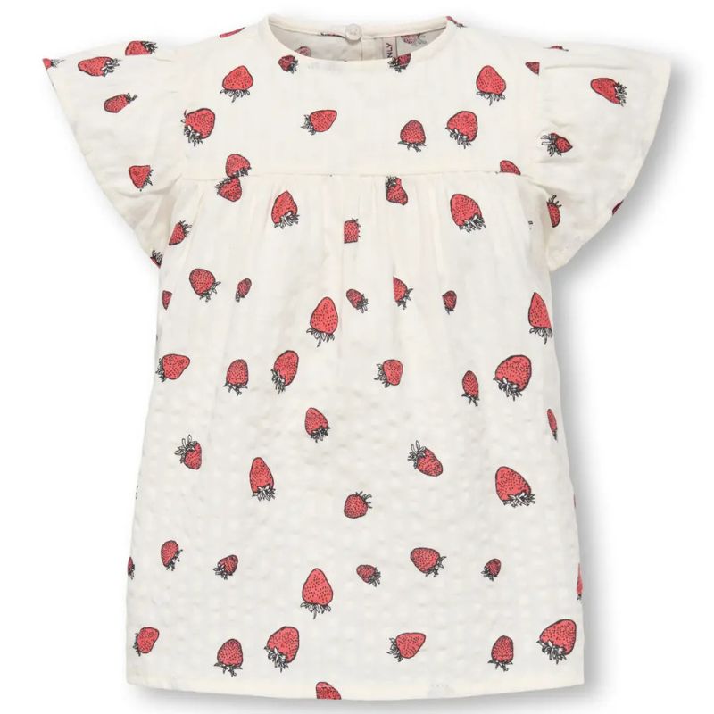 Wit met rood geprinte top Fina Cerise - Capuchon Fashion