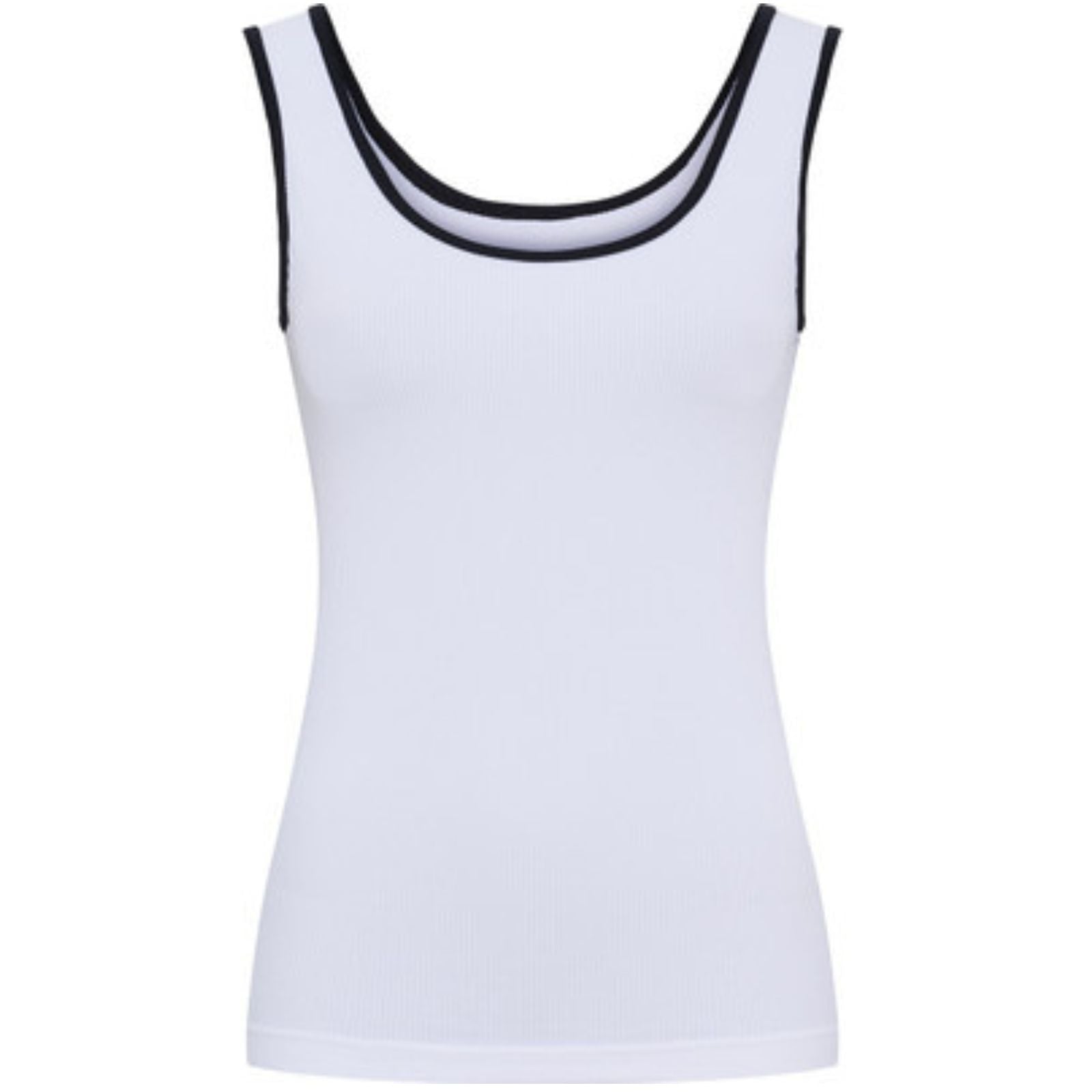 Wit met zwarte microfiber rib top Marie - Capuchon Fashion