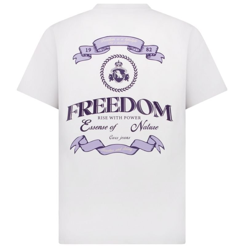 Wit ronde hals backprint t-shirt Nazuro - Capuchon Fashion