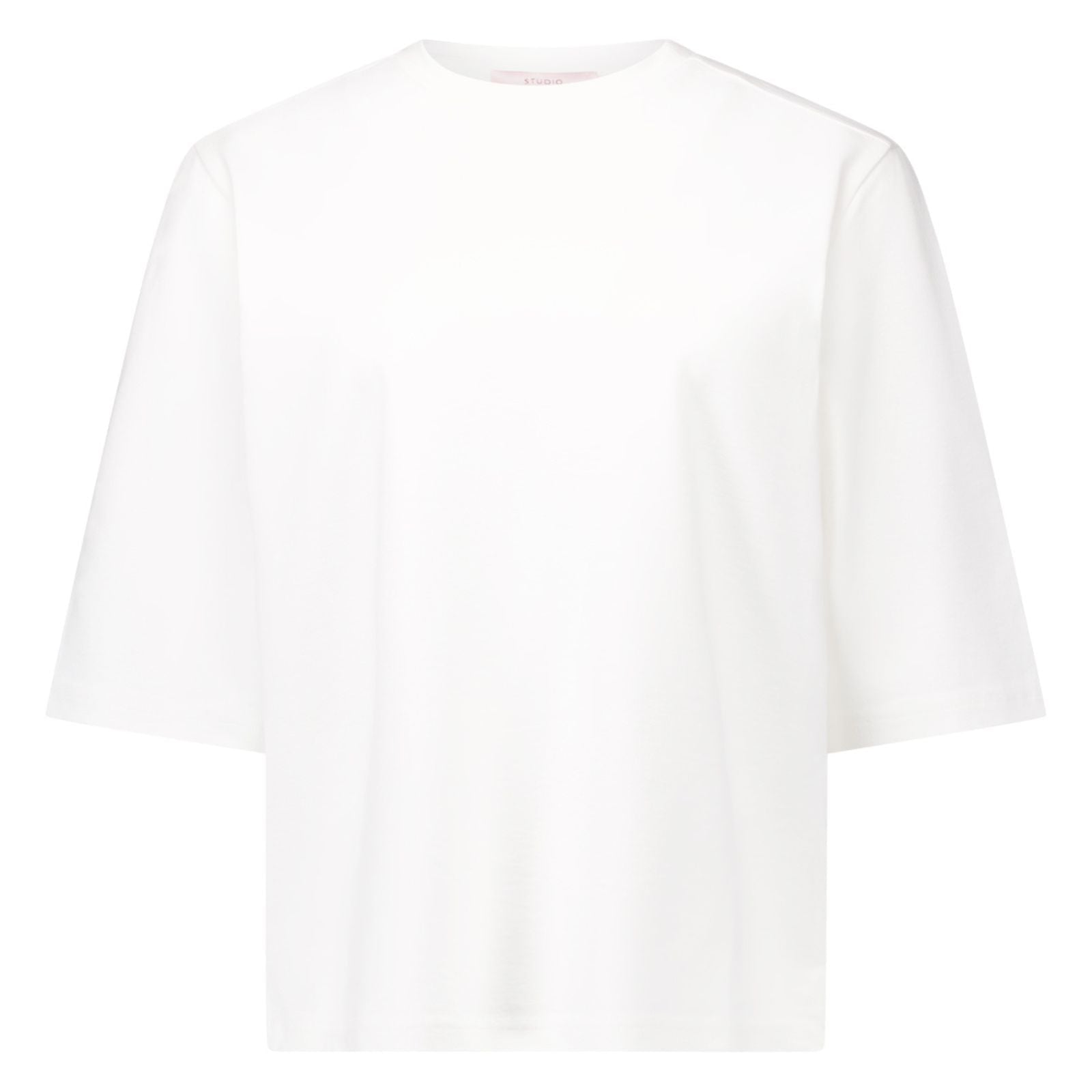 Wit round neck basic t-shirt Fiore - Capuchon Fashion