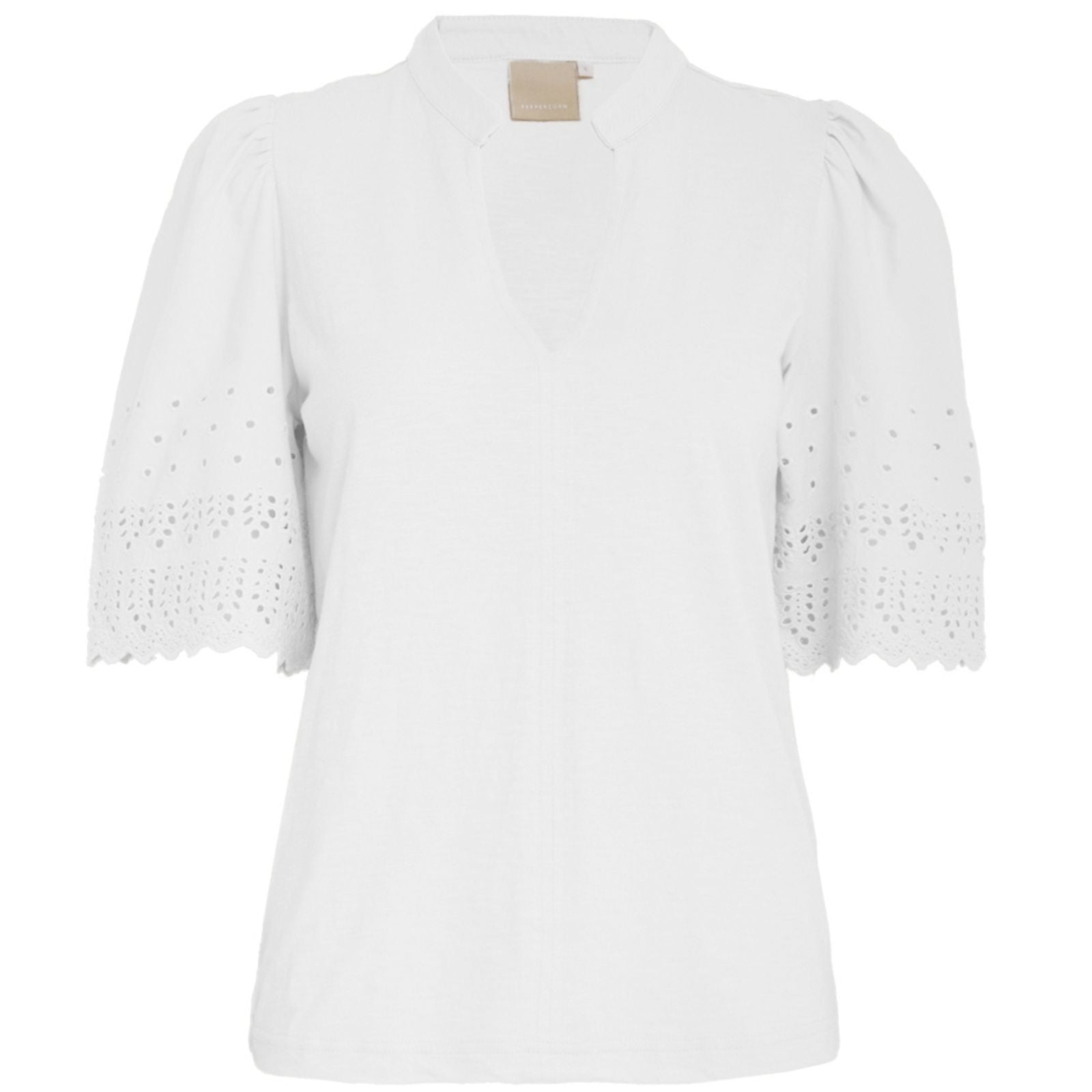 Witte kanten mouw detail blouse Nema - Capuchon Fashion